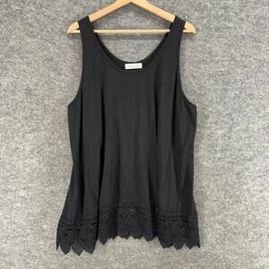 XiaoMaAnJi Tank Women 4X Plus Black Sleeveless Wide Strap Round Neck Casual